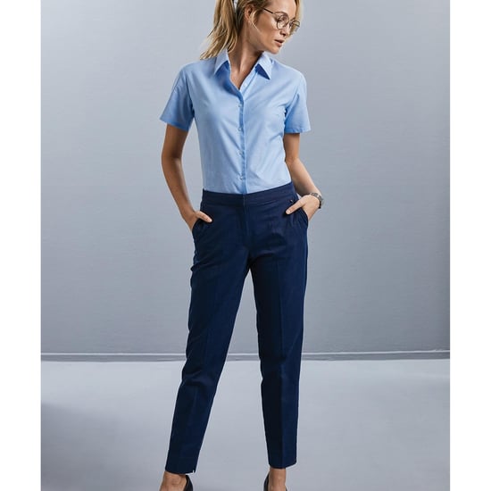 Russell Collectie Dames/Dames Korte Mouw Easy Care Oxford Shirt (Oxford Blauw) - Image 3