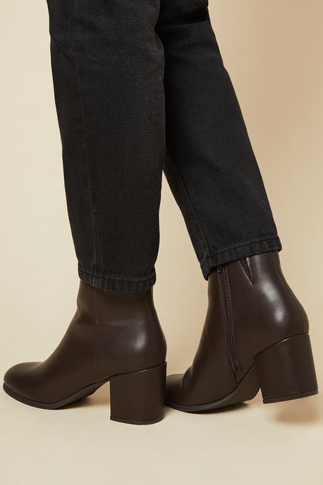 Morgan Round Toe Medium Block Heel Ankle Boots