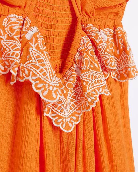 River Island Womens Jumpsuit Orange Halter Neck Cut Out