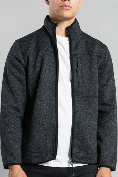 Charcoal Funnel Neck Full Zip Fleece With Polar Fleece Lining