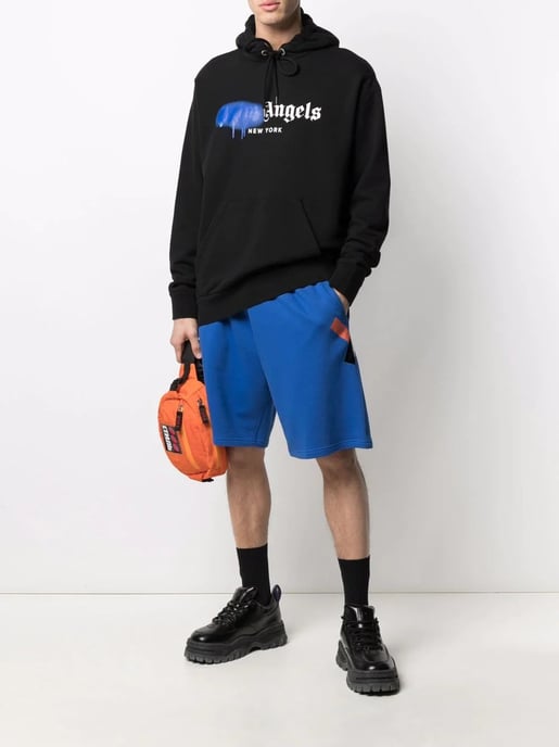 Palm Angels New York Blauwe Spuitlogo-print Hoodie Zwart - Image 5