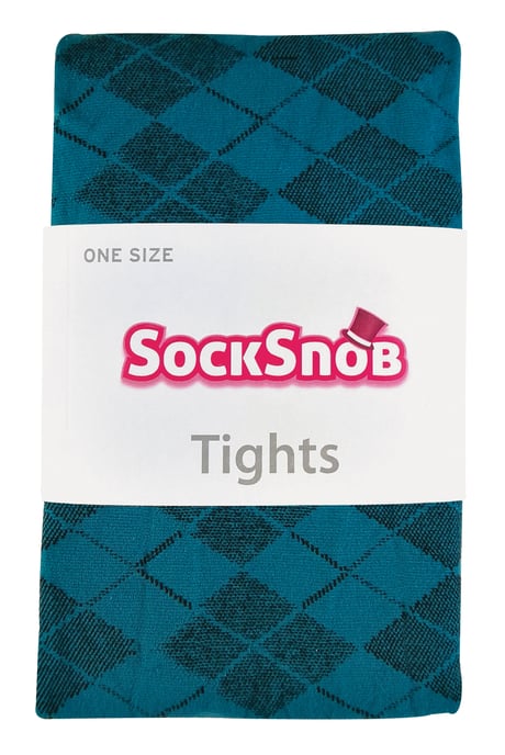 Sock Snob Dames80 denier ondoorzichtig patroon panty's - Argyle Teal - Image 2