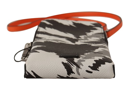 Dolce & Gabbana Men's Gray Leather Cross Body Neck Strap Card Pocket Wallet