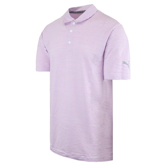 Puma DryCell Short Sleeve Stripe Pink Mens Caddle Polo Shirt 595115 17