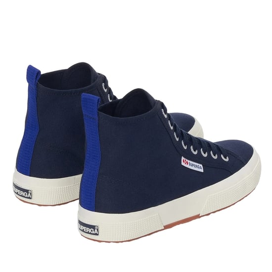 Superga Unisex 2750 Cotton Mid Cut High Tops voor volwassenen (Marine/Spectrumblauw/Avorio) - Image 2