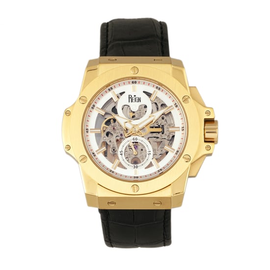 Reign Commodus Automatic Skeleton Leather-Band Watch