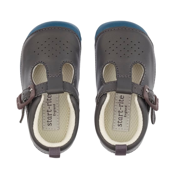Start-Rite Baby Jack T-Bar Leather Pre-Walker Shoes - Grey