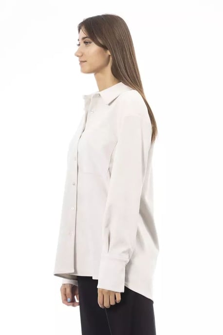 Alpha Studio Women's White Polyester Shirt