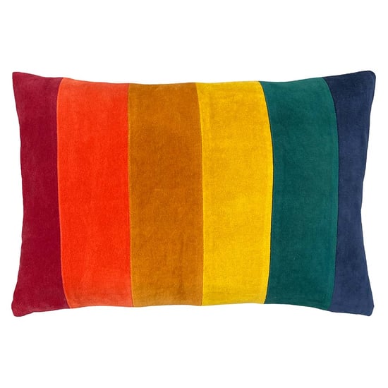 Rainbow Stripe Cotton Velvet Cushion Cover