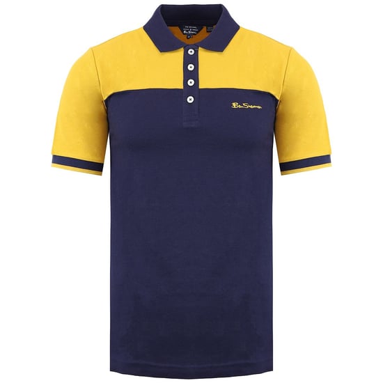 Ben Sherman Colour Block Mens Navy/Yellow Polo Shirt