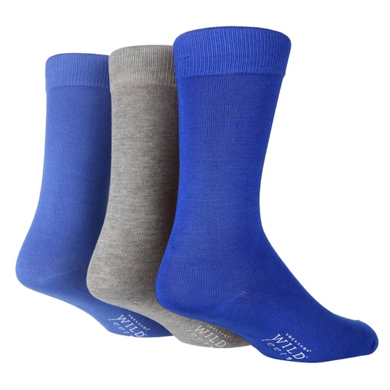 Wild Feet - Set van 3 bamboesokken voor heren | Vlak - Blauw Grijs - Image 1