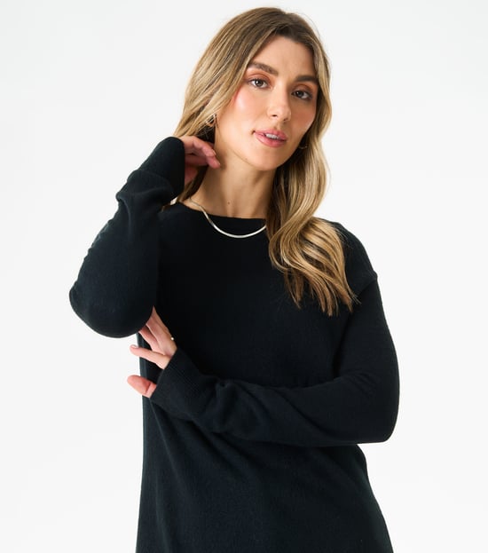 Crew Neck Fine Knit Oversized Jumper