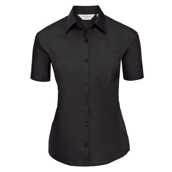 Russell Collection Dames/Dames Klassiek Polycotton Easy-Care Overhemd met Korte Mouwen (Zwart) - Image 1