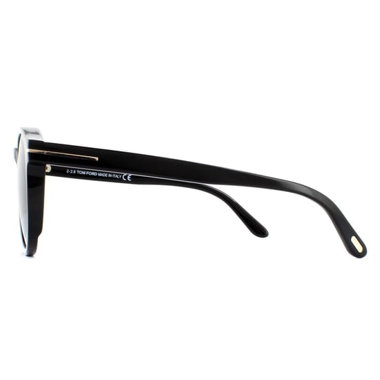 Tom Ford Round Unisex Shiny Black Grey Smoke Sunglasses