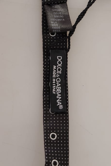 Dolce & Gabbana Black White Polka Dot 100% Silk Neck Papillon Men's Tie