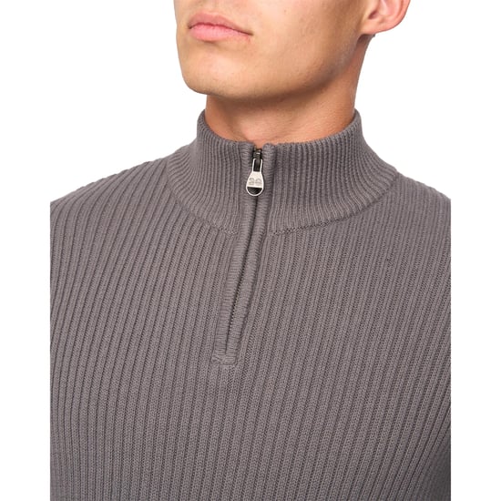 Crosshatch Heren Havaline gebreide Quarter Zip Pullover (Houtskool Grijs) - Image 3