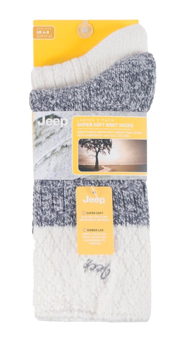 Jeep - Set van 2 superzachte sokken voor wandelschoenen voor dames - Crème / Leisteen - Image 2