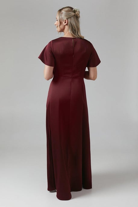 Maternity Wrap Top Satin Bridesmaids Maxi Dress