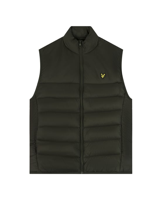 Lyle & Scott Gewatteerd Gilet in Olijf - Image 5
