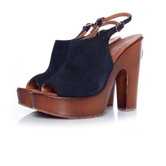 Wooden platform peep-toe clogs - Image 1