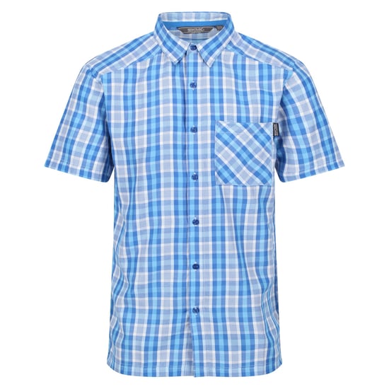 Regatta Mens Mindano VI Checked Short-Sleeved Shirt (Imperial Blue)