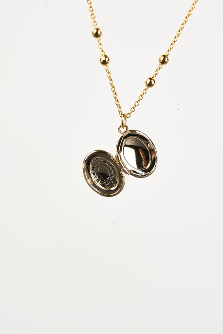Small Oval Locket Necklace in Gold