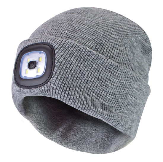 Led-muts voor dames | Dames gebreide oplaadbare muts | Wintermuts met hoofdlamp - Grijs - Image 1