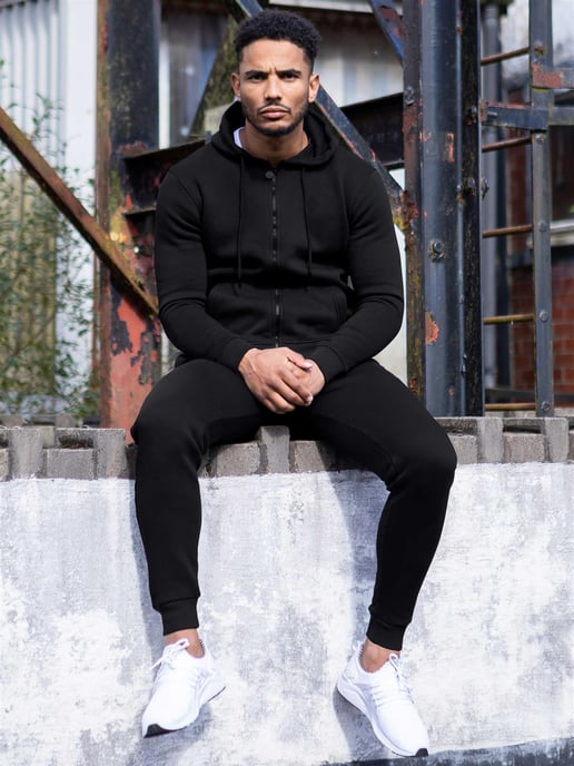Enzo | Heren Zip Up Hoodie Tracksuit Set - Zwart - Image 2
