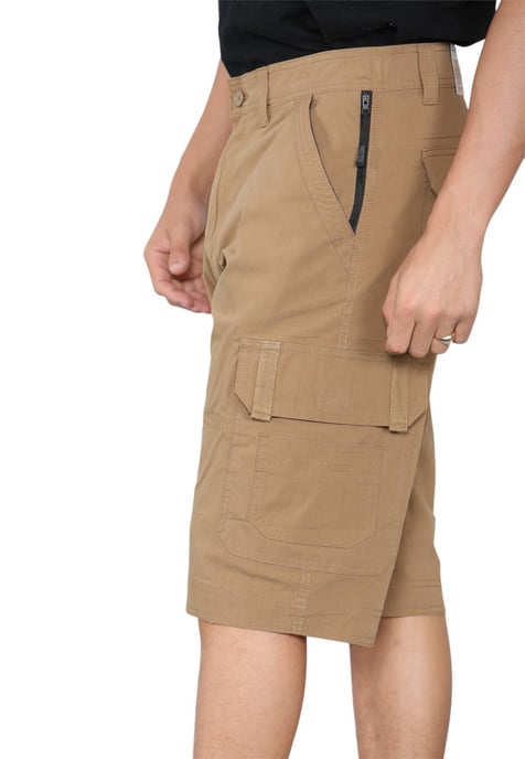 Heren cargo multi-pocket sneldrogende shorts in kaki - Image 3