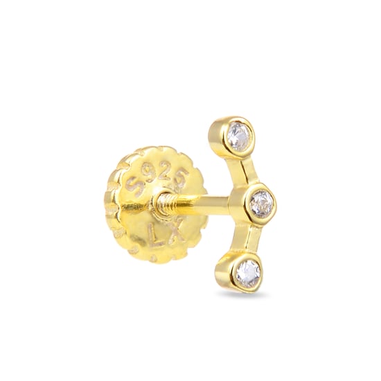 Luxe piercing, 925 sterling zilveren rand en glanzende zirkonia met 18 karaat geelgouden afwerking - Image 2
