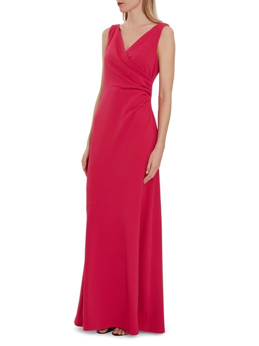 Gina Bacconi Gilberta Crepe Maxi Dress in Pink