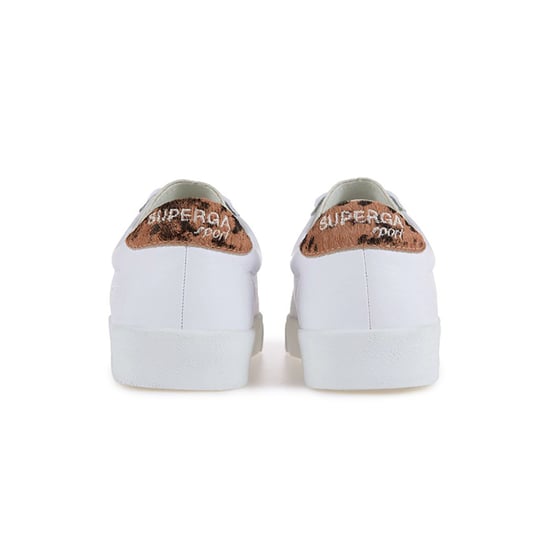Superga Womens/Ladies 2843 Sport Club S Deer Print Cowhide Leather Trainers (White/Brown/Marshmallow)