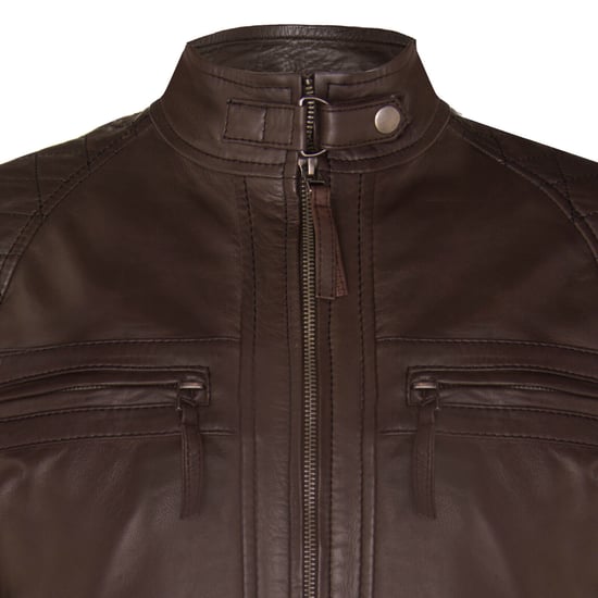 Leather Rock Racing Quilted Biker Jacket