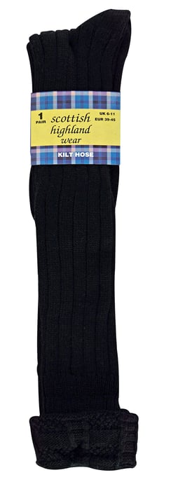 Heren wollen kiltsokken | Warme Kniekousen | Ademende outdoor lange laarzensokken voor heren - Zwart - Image 2