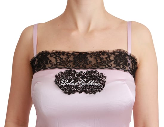 Dolce & Gabbana Dames Zijde Zwarte Kanten Top Roze Tank Blouse - Image 2