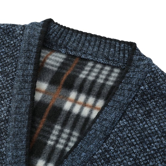 Men's Cardigan with Two Pocket Button Stand-Up Collar Cardigan for Winter Blue