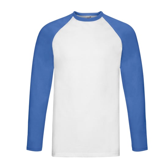Fruit of the Loom Heren Contrast Honkbal T-shirt met lange mouwen (Wit/royaal blauw) - Image 1
