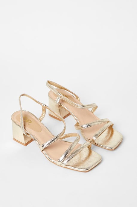Salt Asymmetric Strappy Slingback Medium Block Heeled Sandals