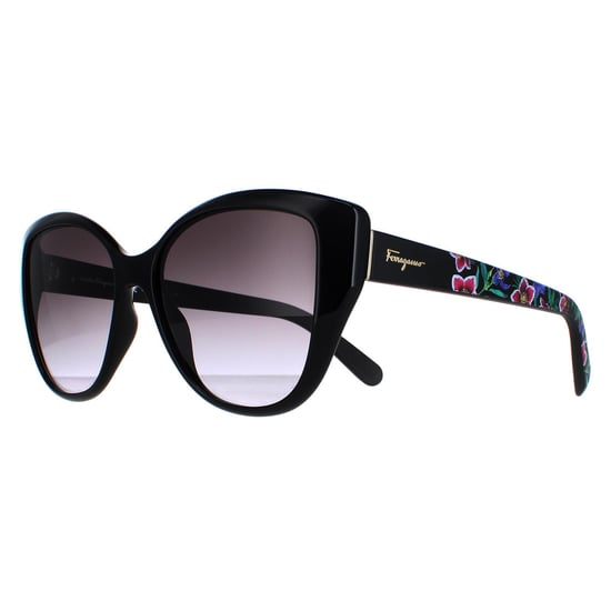Salvatore Ferragamo SF912S 001 zwart met bloemenprint grijs verloop zonnebril - Image 2