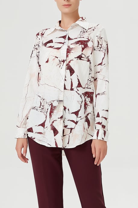 Recht shirt met marmeren effectprint - Image 4