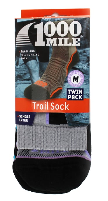 1000 Mile - 2 Pack Dames Trail Enkele Laag Vochtregulerende Merino Wol Sokken - Grijs - Image 2