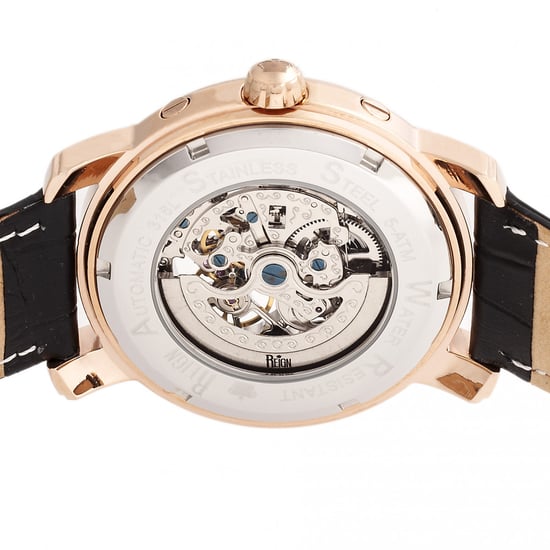 Reign Kahn Automatic Skeleton Leather-Band Watch