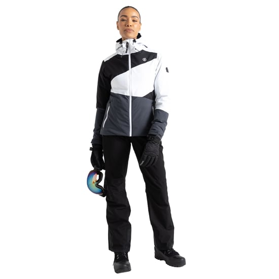 Dare 2B Womens/Ladies Ice Colour Block Ski Jacket (White/Ebony Grey)