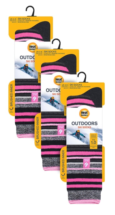 Heat Holders - 3 paar Ultra Lite dames skisokken - Zwarte Streep - Image 2