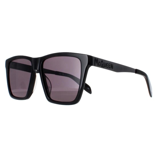 Alexander McQueen Square Mens Shiny Black and Dark Chrome Grey AM0352S