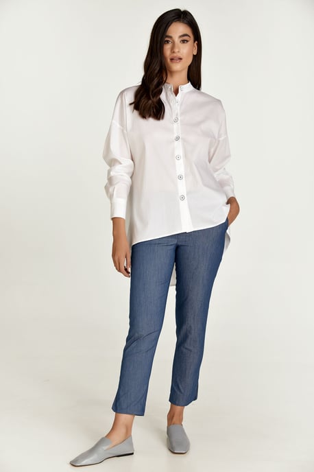 White Blouse with Mandarin Collar
