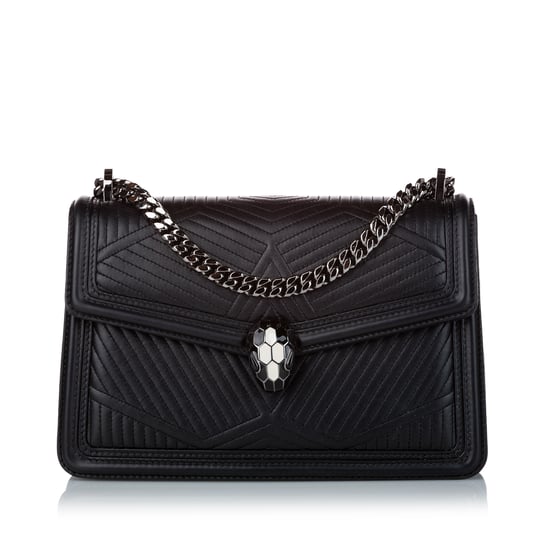 Vintage Bvlgari Serpenti Diamond Blast Leather Crossbody Bag Black - Image 1