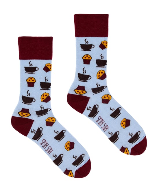 SPOX SOX - Heren & Dames Mismatch Novelty Crew Sokken - Koffie & Muffins Patroon - Koffie & Muffins - Image 1