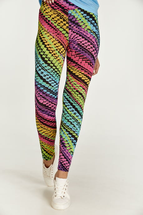 Lila legging met meerkleurige print - Image 3