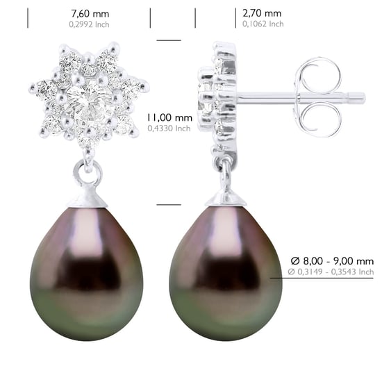 Oorbellen Echte Gepelde Tahiti Parels Per 8-9 mm - Image 2